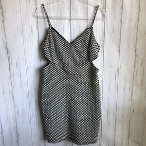 NWOT H & M Side Cut Out Black & Beige Dress